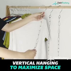 Stainless Steel Wardrobe Storage Chain Multi-functional Space-saving Hook Vertical Hanging Clothes Rack