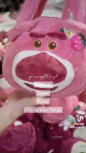 Túi xách Lông Gấu Dâu Lotso Siêu Dễ Thương  Siêu Cute Lông Siêu Mịn Màu Hồng Pinkly