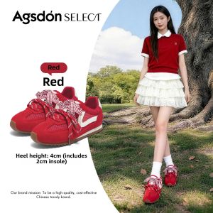 Agsdon | Red Breathable Thick Sole Training Shoes Summer