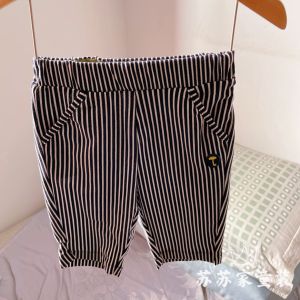 Quần Short Sọc Mềm Mại Bằng Cotton Dệt Kim Cho Bé Trai Mùa Hè Quần Năm Điểm Thời Trang Trẻ Em Trung Niên Màu Xanh Lam