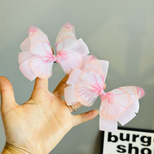 คลิปผมโบว์ผีเสื้อสไตล์เจ้าหญิงสำหรับเด็กผู้หญิง คลิปผมผ้าตาข่าย ตกแต่งผมด้านหลังศีรษะ ตกแต่งผมเด็กผู้หญิง คลิปผมเด็ก