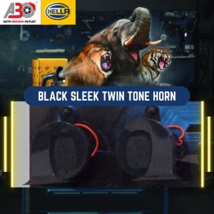 HELLA 24V Black Sleek Twin Tone Fanfare Horn - 3FH 940 800 821
