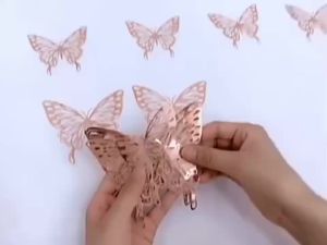 3D Butterfly Wall Stickers 12 Pcs Gold Butterfly Decoration For Birthday Wedding Party Decorations Butterflies Decorations For Cake Room Decor Removable Stickers