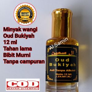 Minyak wangi Oud Bukiyah 12 ml tahan lama bibit Murni tanpa campuran alkohol yang asli pasti awet tidak menggunakan campuran pewarna dan bahan yang lain
