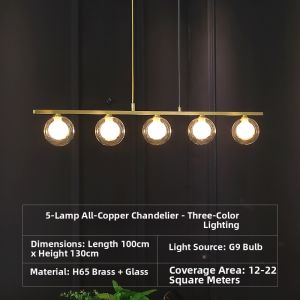 ZHENMEIJU | Nordic Minimalist Cream Style Creative Personality 3-Head Copper Chandelier