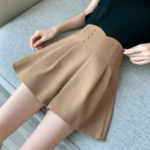 กางเกงขาสั้นสีกรมท่าทรงหลวมเอวสูง กางเกงขายาวทรงหลวมสำหรับผู้หญิง ทรงหลวม สไตล์ลำลอง ฤดูร้อน 2025 กางเกงขายาวทรงหลวม