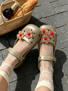 XIXITIAO | Champagne Gradient Flower Design Support Anti-Slip Ballet Mary Jane Sandals