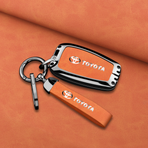 Vỏ chìa khóa ô tô thông minh Vỏ bảo vệ dây xích cho Toyota Camry Wish Corolla Altis Land Cruiser Prado Venza Prius C Móc khóa da dê hợp kim kẽm màu xanh nước biển Giá đỡ điều khiển từ xa không cần chìa khóa Bảo vệ nút bấm mờ