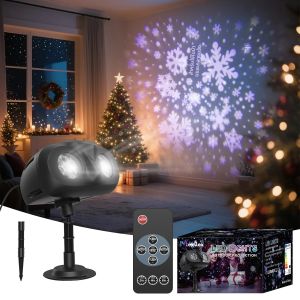 ไฟฉายโปรเจคเตอร์เกล็ดหิมะคริสต์มาสแบบสองหัวรุ่นใหม่ปี 2025 ไฟฉายโปรเจคเตอร์เกล็ดหิมะแบบไดนามิกความละเอียดสูงรูปทรงนกฮูกสำหรับตกแต่งภายในบ้านและลานบ้าน