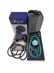 Baxtel APG BLUE Ring Aneroid Sphygmomanometer BP/LIGHT BLUE DELUXE Stethoscope