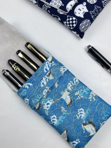 BUYI | Blue Crane Flocking Lined Four Pen Pouch