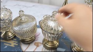 DT01-10 แก้วคริสตัลทอง พร้อมฝาปิด