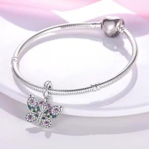 Chất Liệu Bạc 925 Chủ Đề Bướm Hạt Charm Mỹ Hạt Cho Vòng Tay 3 Mm Tự Làm Trang Sức Cổ Điển Zircon Quà Tặng Nữ