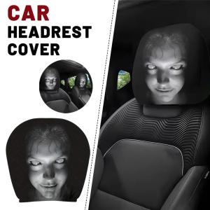 Car Headrest Covers Universal Elastic Fit Horror Theme Skull Design Funny Playful All Occasions Seat Protectors Car Accessories