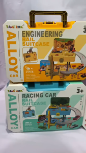 Mainan Anak Koper Track Police Rail Suitcase Car Parking Building Play Set - Mainan Parkir Mobil Mobilan