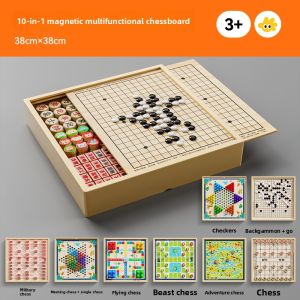 FUZAO | Educational Chess Set Large Size 5-in-1 Chess Board with Black and White Pieces