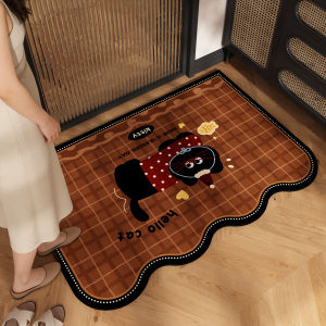 Brown Cartoon Diatomite Absorbent Quick-Drying Cuttable Door Mat