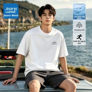 Jeanswest | Áo Thun Nam Tay Ngắn Lỏng Mùa Hè Mới Vải Lụa Băng Làm Mát
