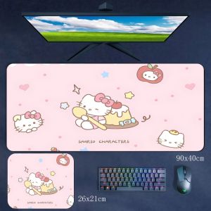 Sanrio | Girls Cute Pink Hello Kitty High Quality Rubber Non-slip Mouse Pad Cartoon 90x40cm Large Size High Definition Printing Table Mat