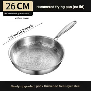 Hammered Stainless Steel Skillet 26/28/30Cm Thick Coating for Non-Stick Suitable for Induction Gas for Cooking Steaks Vegetables