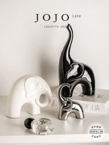 Nordic Style Wealth Attracting Elephant Decorative Figurine Luxury Home Bar Cabinet Ceramic Material Living Room Decoration