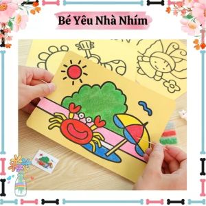 Tranh Cát Cho Bé 10 Tấm Size Lớn 16 x 21 Có Cát Sẵn Nhiều Mẫu Đẹp Tha Hồ Sáng Tạo