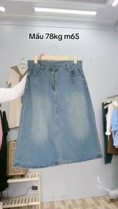 Chân váy jean dáng dài 7 tấc bigsize nữ xẻ tà lên phom xinh màu bụi dễ phối đồ dành cho nàng chuppy 58-95kg- V5