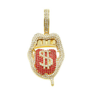 American Full Drill Gold Coin Dollar Pendant Cuban Necklace Men's Hip Hop Diamond Embedded Hiphop Rap Boys Money Pendant