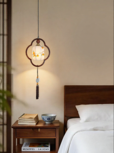 DGY | Chinese Retro Teahouse & Bedroom Walnut Wood Tassels Small Pendant Light