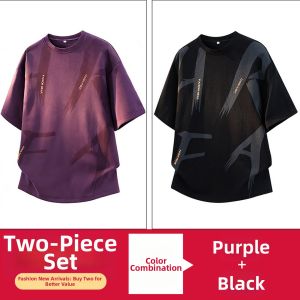 ROMON | Ice Silk Thin Short Sleeve Casual Loose Plus Size Round Neck Mens Top