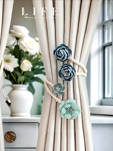 BHQ Rose Twisted Flower Curtain Tieback Floral Curtain Rope Curtain Clips Home Decoration