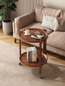 Modern Minimalist Wooden Side Table Mobile Small Tea Table Living Room Sofa Mahjong Table Side Table Creative Mini Cart
