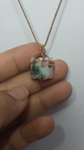 B33จี้ทองแดงดัดลายหยกพม่าแท้พร้อมส่ง