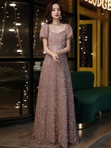 ชุดราตรีสุดหรูสำหรับผู้หญิง 2025 ชุดเจ้าสาวสไตล์ใหม่เอวกลางยาวปานกลาง ชุดแต่งงาน ชุดราตรีสุดหรู ชุดนางฟ้า