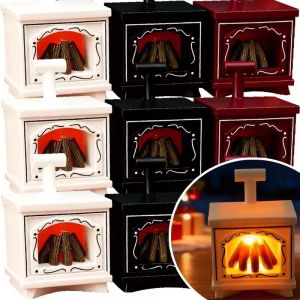 3x Mini Cute Fireplace Nightlight Portable Battery Powered LED Light Realistic Glow Ambiance Decor Warm White Desk Home Decor Light