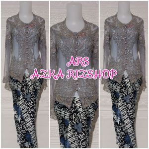 set kebaya pesta kebaya modern kebaya silver + rok lilit7