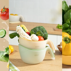 ECOCO Double Layer Drainage Basket - Keranjang Cuci Wastafel Dapur Rumah Lapisan Ganda Keranjang Cuci Sayuran Filter Baskom Cuci Piring Buah Pembersih Beras Multifungsi