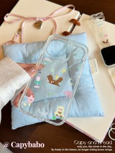 Original Design Cute Spring Summer Iphone Case Full Cover Acrylic Illustration Shiny Transparent Compatible with  15Promax 14Pro 13