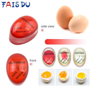 FAIS DU 2pcs Color Changing Egg Timer Cooking Resin Perfect Boiled Eggs By Temperature Kitchen Helper Egg Timer Red timer tools
