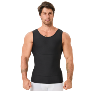 Mens V Neck Compression Shapewear Tank Top Double Layer Abdomen Control Slimming Body Shaper Vest Workout Daily Wear Undershirt