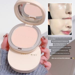 Long-Lasting Matte Finish Makeup Setting Powder Compact Dry Skin Formula Hides Pores Waterproof Sweatproof Female Beauty Tool