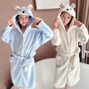 Childrens Long Sleeve Bath Robe Coat Hooded Bath Towel Baby Swimming Absorbent Winter Boys Girls Special Use Polyester Fiber