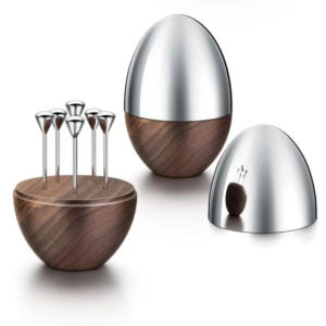 Tăm Thép Không Gỉ Cao Cấp Có Đế Gỗ Gõ Đỏ Dùng Lại Được Dùng Cho Nhà Bếp Quầy Bar Nhà Hàng Bàn Ăn Chất Liệu Kim Loại