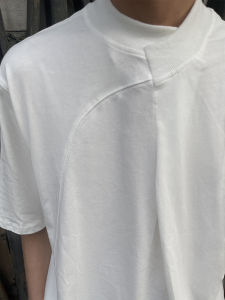 Retro Chinese Style Stand Collar Patchwork Short Sleeve Mens T-Shirt Summer Simple Solid Color Half Sleeve Body Shirt