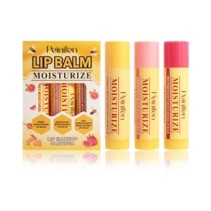 Multi Fruit Flavors Moisturizing Hydrating Base Lip Balm Set Makeup Lip Care Daily Care Balm for Women and Men 3Pcs Set