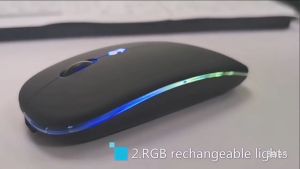 Mouse Wireless Rechargeable Silent Click Slim 2.4G & Bluetooth 1600 DPI RGB LED Mouse Gaming