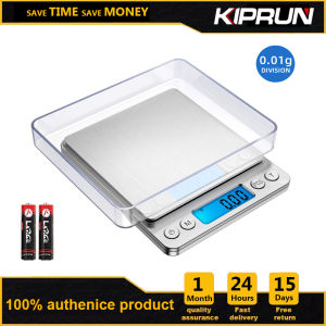 KIPRUN Mini Digital Kitchen Scale 500g X 0.01g Mini Food Weight Scales with 2 Trays Electric Jewelry Scales with Back-Lit LCD Display Tare and PCS Features Stainless Steel (2 Batteries Included)