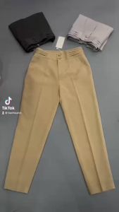 Quần tây công sở nữ cạp lưng cao liền màu đen dáng dài ống đứng vải tuyết mưa-XMTĐ-mã 169B