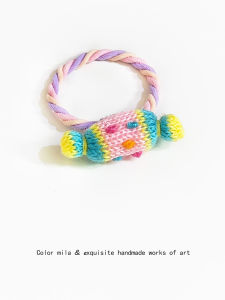 Dopamine Knitted Candy Hair Ties Handmade Knitted Hair Bands Girls Heart Hair Accessories Fresh out New Korean Style