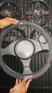 Sarung Stir Cover Setir Mobil Suede Logo Honda dan Toyota Lembut Menyerap Keringat Premium